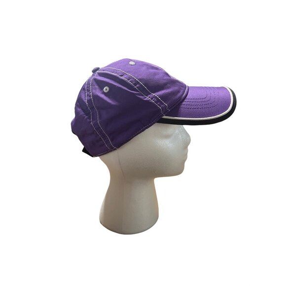 Infinity Headwear Purple Adjustable Baseball Cap With White Stitching & Black Tr - Picture 5 of 7